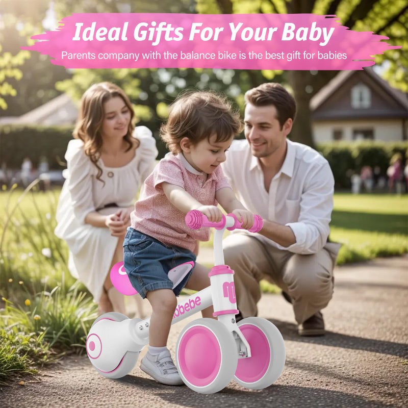 allobebe Baby Balance Bike, Cute Toddler Bikes 12-36 Months Gifts for 1 Year Old Girl Bike to Train Baby from Standing to Running with Adjustable Seat Silent & Soft 3 Wheels - Image 2